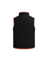 Back view of a black Bay or Bust Anthropic signature vest featuring BΛY OR BVST branding from the IPO Collection