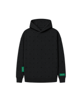 Front view of a black Bay or Bust OpenAI signature hoodie with BΛY OR BVST logo from the IPO Collection
